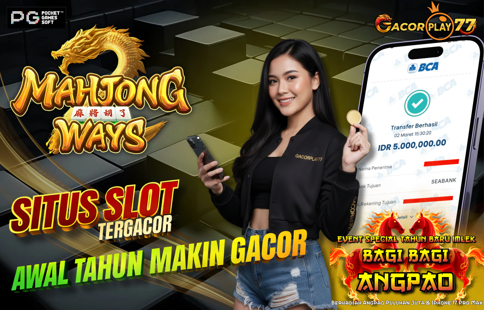Selamat kepada user id : to****3 Wede Rp 5.000.000 di Game MAHJONG WAYS PG SOFT Cair Gk Sampe 1 Menit! Menang Mudah di Gacorplay77